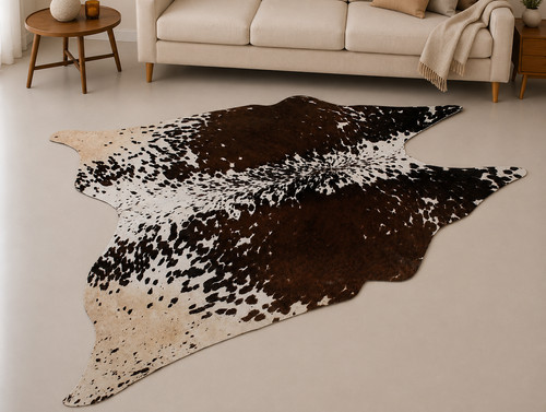 Genuine brown white cowhide - brown,