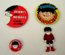Original Vintage Dennis The Menace Badge Bundle x4 Beano Comics c 1980s