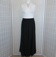 Roman Originals Maxi Skirt UK 10 Black Chiffon Godet Splits 35" Long Vintage 90s