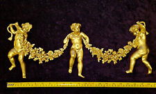 DECORATIVE PLASTIC MOULDING LOUIS XVI CHERUBS FLORAL APPLIQUE GILT WHITE WALL
