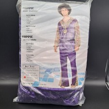 Adult Hippie Fancy Dress Costume Men's One Size like Austin Powers Halloween 60s