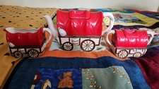 Vintage Washington Pottery Wagon Trail Tea Set - Tea Pot + Sugar+ Milk Jug 
