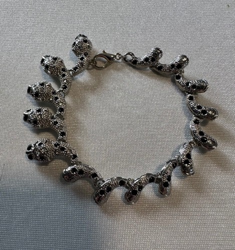 Silver tone black rhinestone - silver,