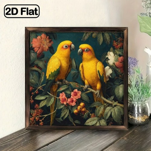 Vintage parrot red yellow bird - red,