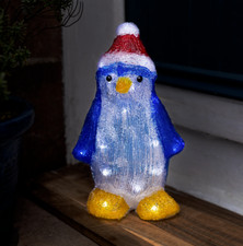 Christmas Acrylic Penguin Decoration LED Light Up Ornament Xmas Bird Decor Home