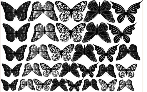 Pre cut black butterflies - black,