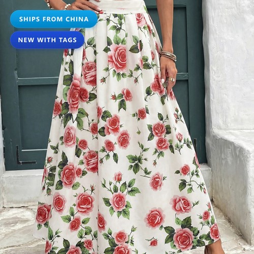 Women rose print flowy maxi - women's,