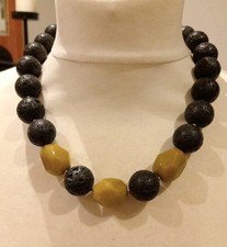 Black lava bead - lava, (20)
