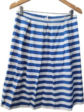 Luisa Cerano Striped A-Line Skirt Knee Length Blue White Size 12