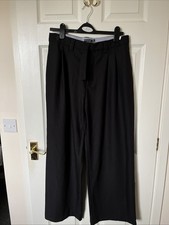 Stradivarius Women's Black Trousers Long Leg Size 42 (10-12) Baggy