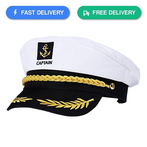 Adult yacht captain hat white - captain,