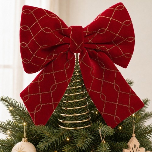 Glitter fabric tree top star - fabric,