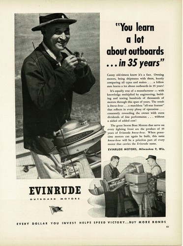 1945 evinrude outboard - evinrude, boat