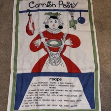 Vintage Cornish Pasty Cotton Tea Towel New Old Stock