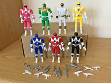 Full Team Power Rangers Mighty Morphin 5.5" Flip Head Figures + all Accessories