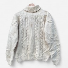 Cable Knit Women's Beige Cream Unbranded Aran Style Sweater Jumper - Large