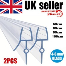 2x Bath Shower Screen Door Rubber Seal Strip Glass for Thickness 4-6mm Gap 23mm
