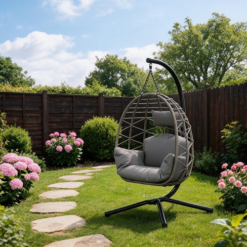 Rattan hanging egg chair with - hanging,