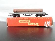 OO Gauge Tri-ang Bogie Bolster Wagon With log Load Grey M13071 Boxed