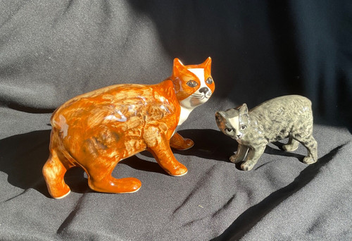 Two rushton pottery manx cat - rushton,