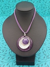 Anna Nova Beautiful Modern Silver Tone & Purple Round Pendant Necklace