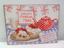 FABULOUS CREAM TEAS VINTAGE METAL SIGN LARGER SIZE OF 12 X 15.5  INCH -