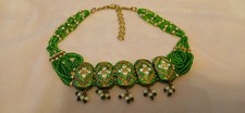 Green &  silver  Choker Necklace Indian Asian Jewellery Bollywood Bellydance