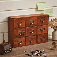 Rustic Wood Chest of 9 Drawers