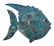 M TURQUOISE FISH METAL WALL ART  wall sculpture 50 cm wide x 39 cm new