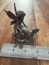 Pewter fairy sitting snail - fairy,