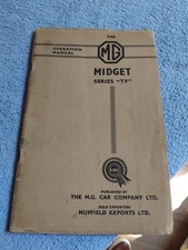 MG Midget TF 1250cc Factory Operation Manual 1953 Owners Handbook VGC FREE POST
