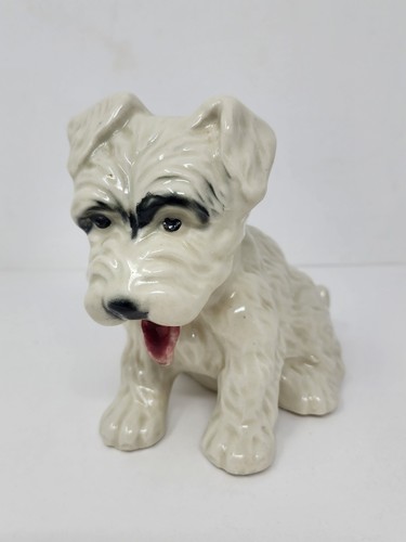 Vintage ceramic white terrier - white,