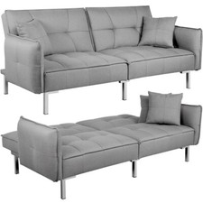 Modern Fabric Sofa Bed 3 Seater Click Clack Living Room Recliner Couch Sofa Grey