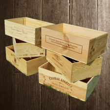 Large Wooden Wine Box Crate for Vintage Shabby Chic Storage Drawers LONG SIDED.-