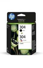 HP 304 2 Pack Tri-colour Black Original Ink Cartridge 3JB05AE