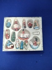 14 Vintage Wooden Hand Painted Christmas Tree Decorations Figures Hanging - 1106