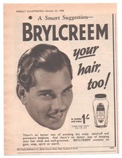 BRYLCREEM your hair too !    1/-    :  Original Vintage 1938 Advert ~ POST FREE