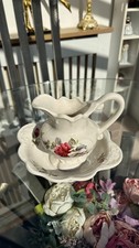 Crawn Potteries Cottage Style Wash Bowl & Pitcher, Vintage