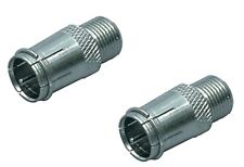 2 x F Female Socket to F Plug Male Push On Quick Release Adaptor Sky/LNB/Virgin