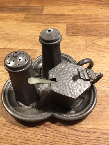 Vintage english pewter salt - pewter,