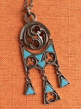 Vintage Miracle Necklace, Scottish Celtic, Articulated Turquoise Glass, signed