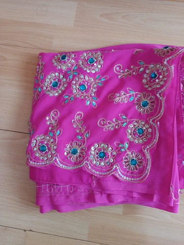 Blue and white flower - , saree