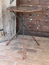 Antique French Metal Bistro Garden Table Folding