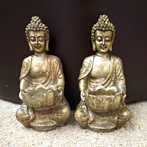 Pair silver resin buddha tea - buddha,