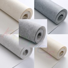 Embossed Shimmer Industrial Textured Silver Grey Metallic Plain Thick Wallpaper*