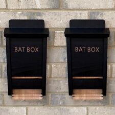 Black Wooden Bat House Box for Roosting Nesting Nest Habitat (Set of 2)