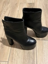 Vintage 1970’s Style Platform Ankle Boots - Black Leather UK6