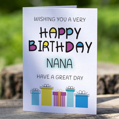 Nana birthday card colourful - nana,