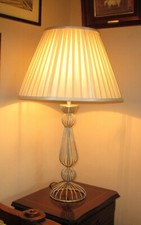 Tall White Metal Four 4 Cage Baluster Teardrop Table/Bedside Lamp Unusual Base
