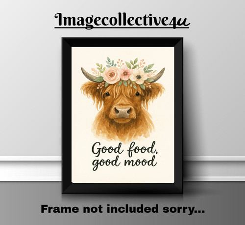 Highland cow kitchen quote a4 - cow,